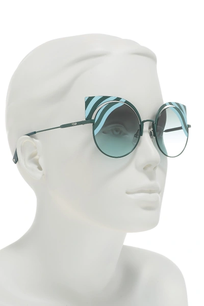 Shop Fendi 53mm Cat Eye Sunglasses In Matt Blue Green