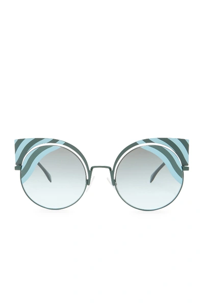 Shop Fendi 53mm Cat Eye Sunglasses In Matt Blue Green