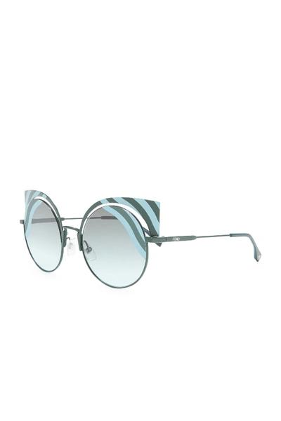 Shop Fendi 53mm Cat Eye Sunglasses In Matt Blue Green