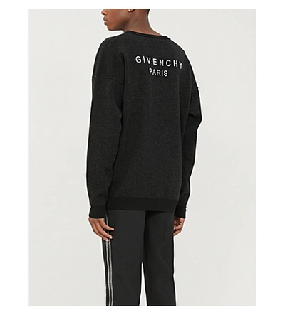 Shop Givenchy Moonlight Pegasus Wool-blend Sweatshirt In Black Grey