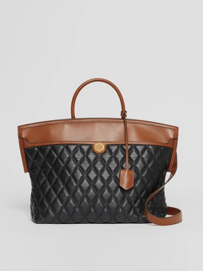 Shop Burberry Quilted Lambsk In Black/brown