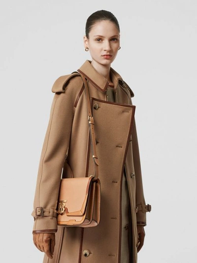 Shop Burberry Medium Appliqué Leather Tb Bag In Warm Camel