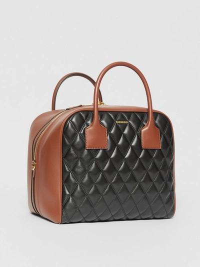 Shop Burberry Medium Quilted Lambsk In Black