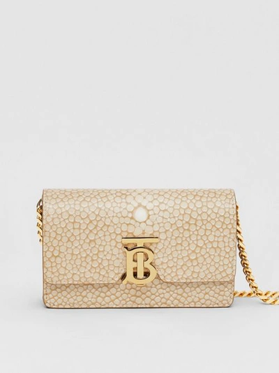 Shop Burberry Mini Fish-scale Print Leather Shoulder Bag In Light Sand