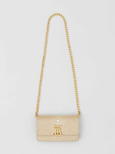 Shop Burberry Mini Fish-scale Print Leather Shoulder Bag In Light Sand