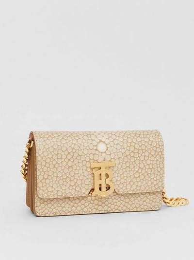 Shop Burberry Mini Fish-scale Print Leather Shoulder Bag In Light Sand