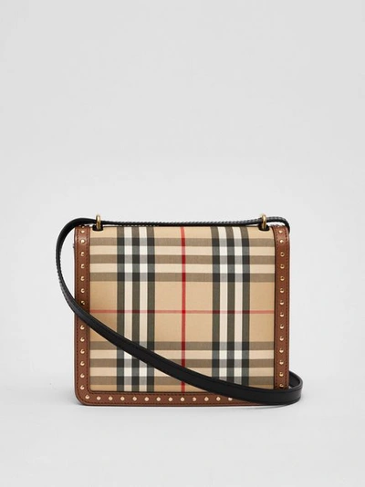Shop Burberry The Small Leather And Vintage Check D-ring Bag In Archive Beige