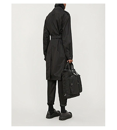 Shop Prada Belted Gabardine-nylon Jacket In Black