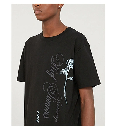 Shop Raf Simons Graphic-print Cotton-jersey T-shirt In Black