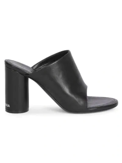 Shop Balenciaga Oval Block-heel Leather Mules In Black White
