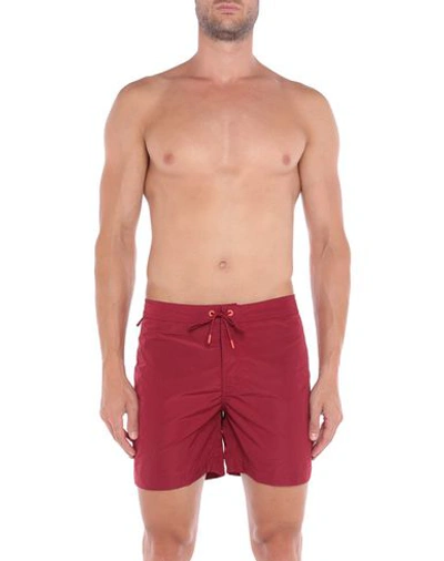Shop Sundek Swim Shorts In Maroon