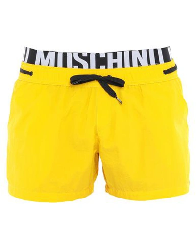Shop Moschino Man Swim Trunks Yellow Size S Polyamide
