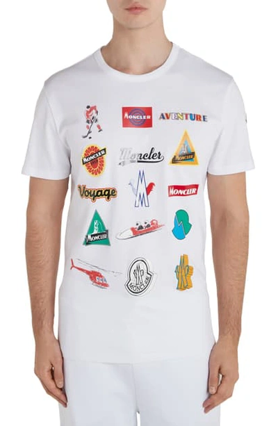 Shop Moncler Multi Logo T-shirt In White