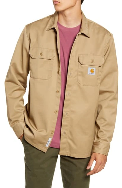 Shop Carhartt Master Denison Twill Shirt Jacket In Leather