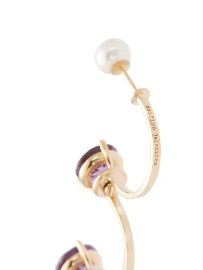 Shop Delfina Delettrez Amethyst Drops Earring In Gold