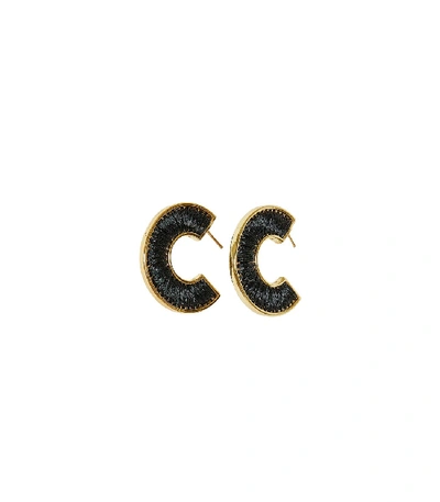 Shop Mignonne Gavigan Mini Fiona Hoops In Black/gold