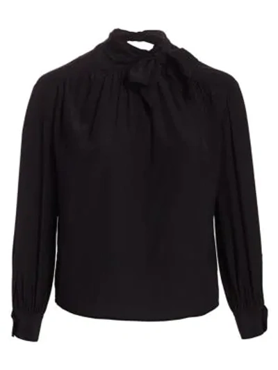 Shop Baacal Marion Tieneck Silk Blouse In Black