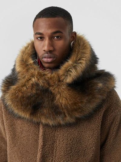 Burberry Shearling Parka With Detachable Hood And Jacket In Brown | ModeSens