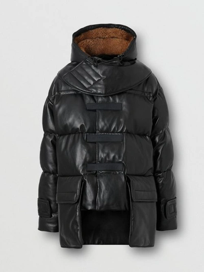 Shop Burberry Plonge Lambskin Puffer Jacket In Black