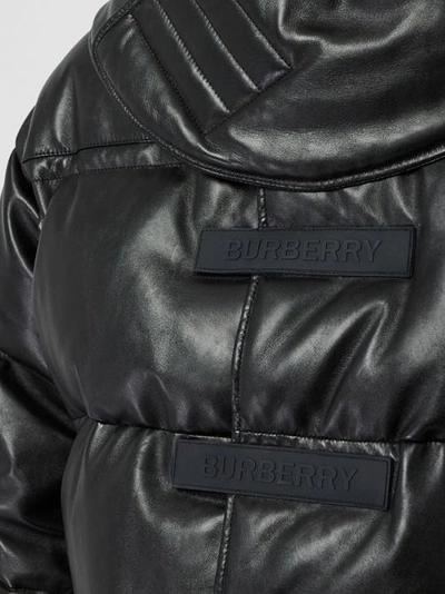 Shop Burberry Plonge Lambskin Puffer Jacket In Black