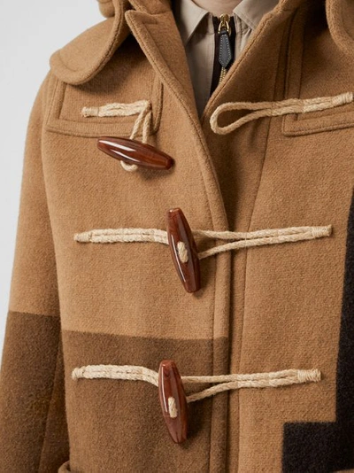 Shop Burberry Panelled Wool Duffle Coat In Warm Camel