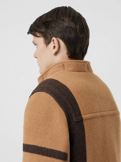 Shop Burberry Panelled Wool Duffle Coat In Warm Camel