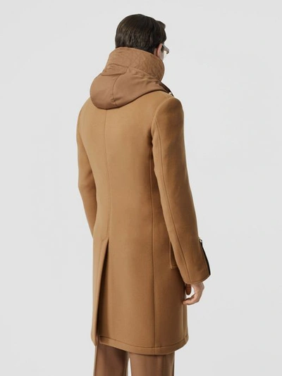 Shop Burberry Zip Detail Wool Tailored Coat In Warm Camel