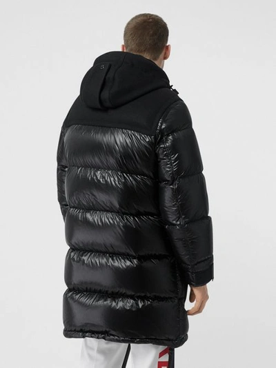 Shop Burberry Technical Wool Detail Puffer Duffle Coat In Black