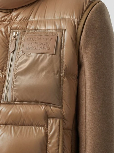 Shop Burberry Down-filled Gilet Detail Camel Hair Tailored Coat