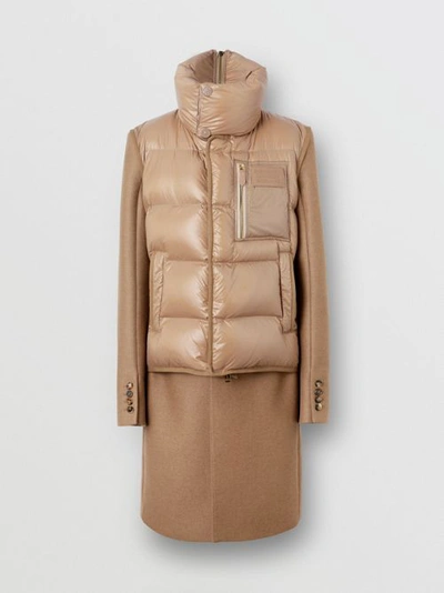 Shop Burberry Down-filled Gilet Detail Camel Hair Tailored Coat