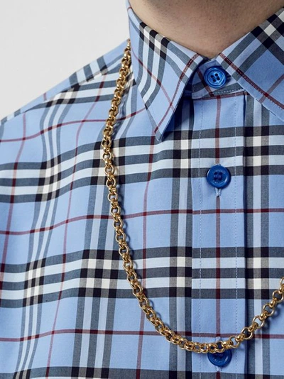 Shop Burberry Vintage Check Stretch Cotton Poplin Shirt In Opal Blue
