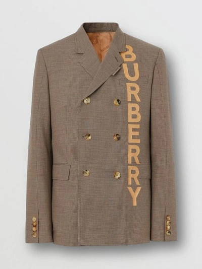 Shop Burberry Slim Fit Logo Print Cotton Wool Blend Tailored Jacket In Beige