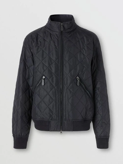Shop Burberry Diamond Quilted Thermoregulated Jacket In Navy