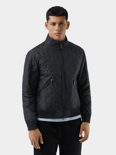 Shop Burberry Diamond Quilted Thermoregulated Jacket In Navy