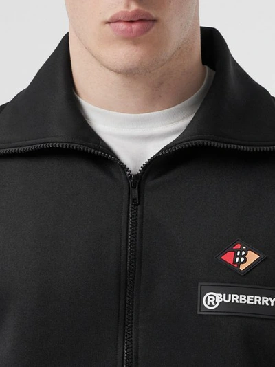 Shop Burberry Logo Graphic Jersey Funnel Neck Track Top In Black