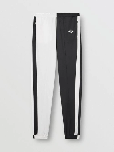 Shop Burberry Logo Graphic Two-tone Jersey Trackpants In Black