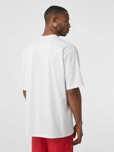 Shop Burberry Cut-out Detail Logo Print Cotton T-shirt In Optic White