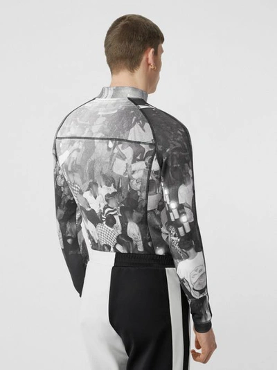 Shop Burberry Long-sleeve Rave Print Stretch Jersey Top In Monochrome