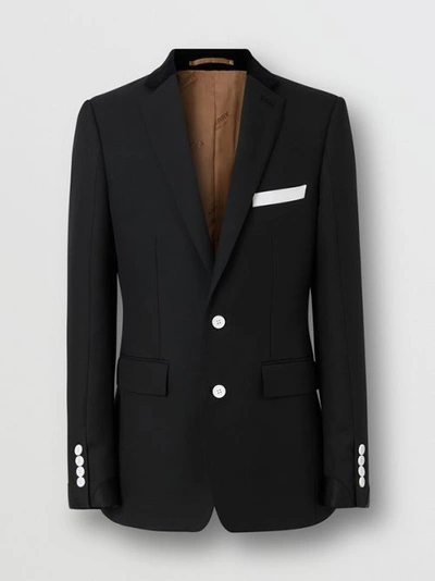 Shop Burberry English Fit Velvet Collar Wool Tailored Jacket In Black