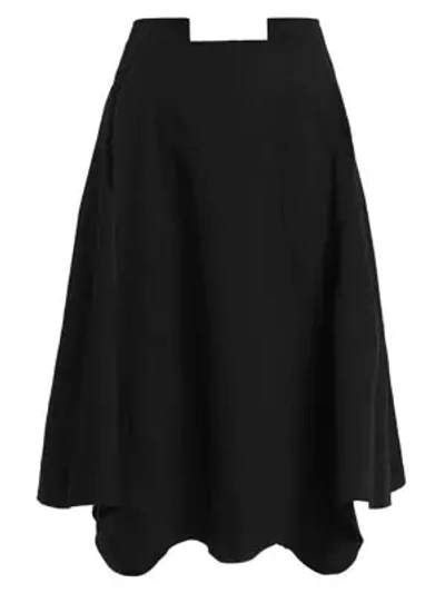 Shop Comme Des Garçons Full Scalloped Wool Skirt In Black