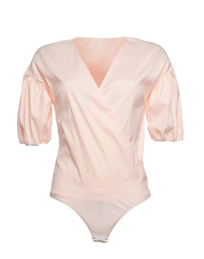 Shop Patrizia Pepe Woman Blouse Light Pink Size 10 Cotton, Polyamide, Elastane