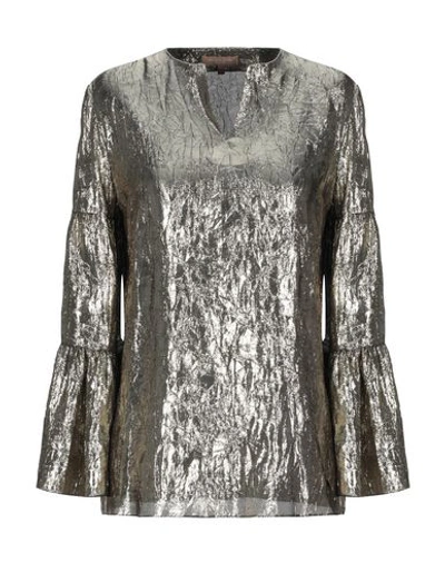 Shop Michael Kors Collection Woman Top Platinum Size 4 Silk, Polyester In Grey