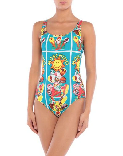 Shop Moschino One-piece Swimsuits In Azure