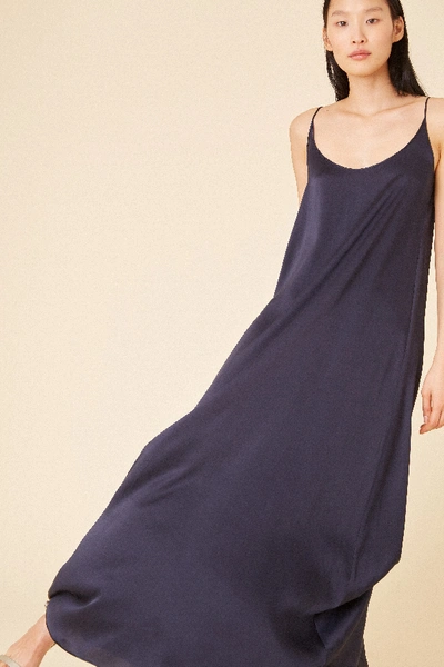 Shop Mansur Gavriel Silk Charmeuse Flowy Slip Dress In Blu