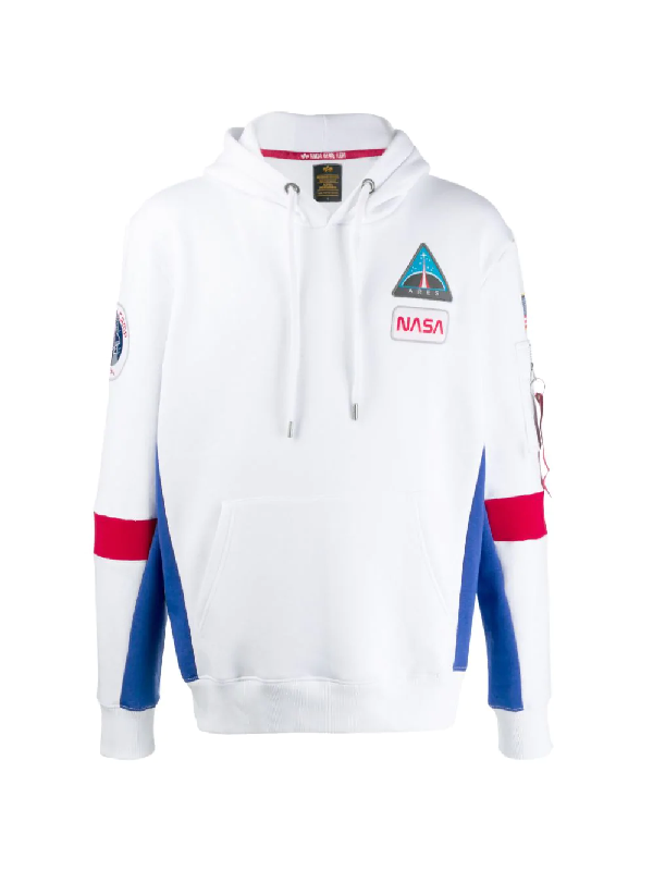 alpha industries nasa hoodie white