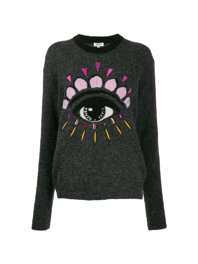 Shop Kenzo Eye Embellished Sweater In Grey