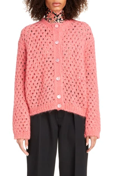 Shop Marc Jacobs Open Stitch Mohair Blend Cardigan In Salmon