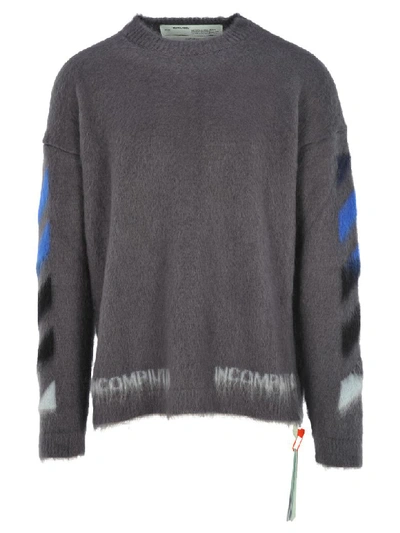 Shop Off-white Off White Diagonal Brushed Sweater In Grey Mel