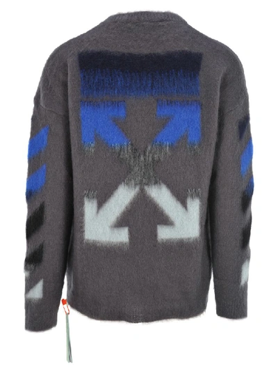 Shop Off-white Off White Diagonal Brushed Sweater In Grey Mel
