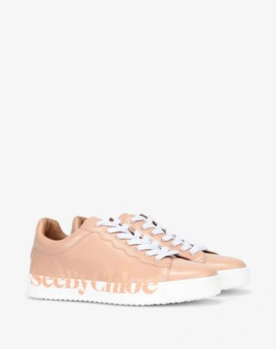 See By Chloé Essie Logo Leather Sneakers In Pink